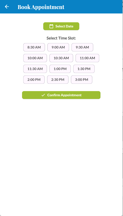 Book Appointment Screen